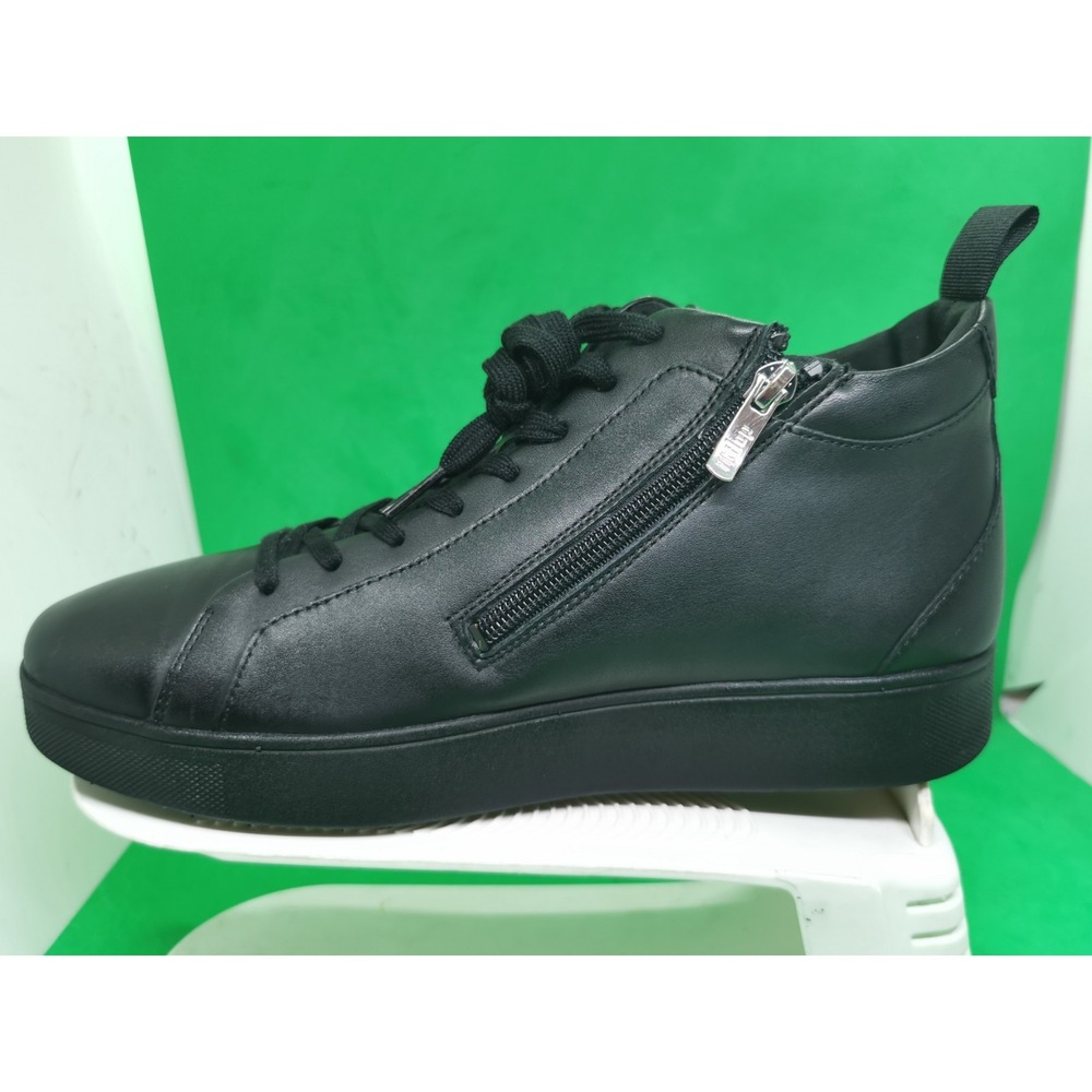 FitFlop Rally Leather High Top Sneakers Black EK8-090 Women Size 10 US - Picture 4 of 16